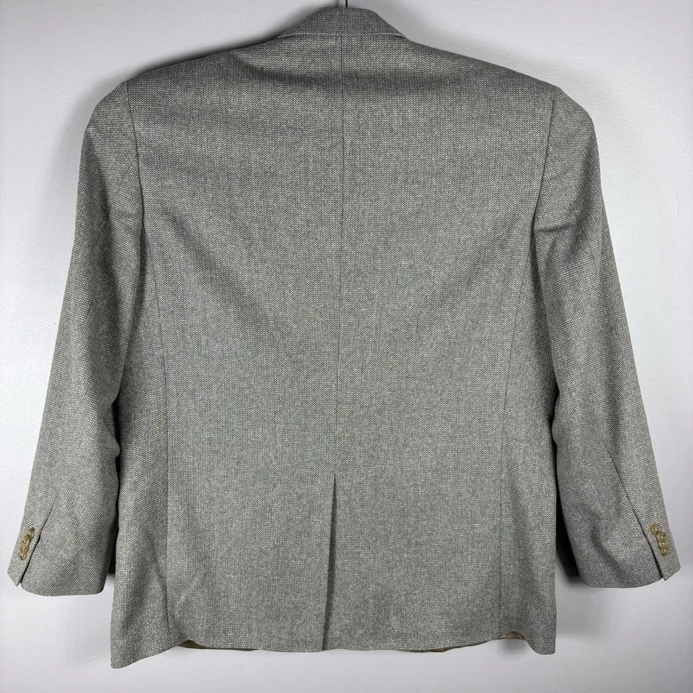 Lands' End Men's 46L Gray Beige Silk Wool Blend Single Vent Two‎ Button Blazer
